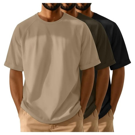 3-Pack Men's Oversized Loose Fit Crew Neck T-Shirts (Various)