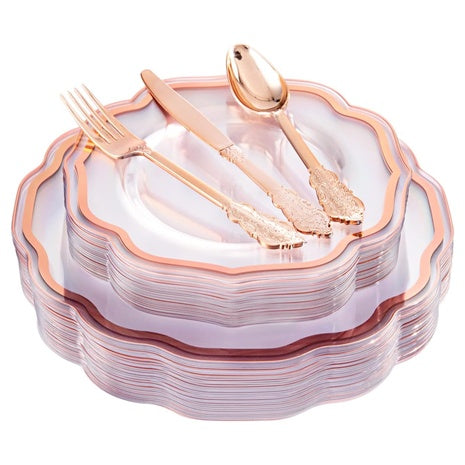 150-Piece Rose Gold Disposable Dinnerware Set