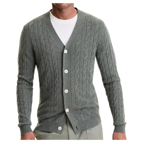 Club Room Men's Regular-Fit Cable-Knit 100% Cashmere Cardigan