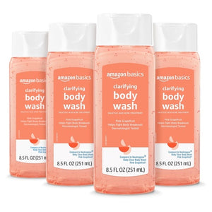 4-Pack 8.5oz Amazon Basics Clarifying Pink Grapefruit Body Wash
