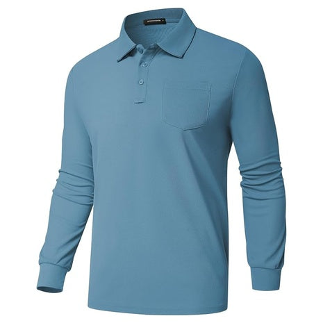 Men's Classic Long Sleeve Casual Polo Shirts (Various)