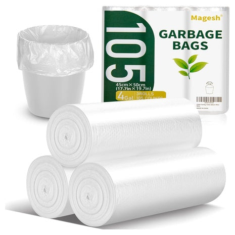 105-Count Magesh 4-Gallon Strong Trash Bag (Clear)