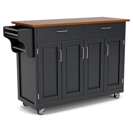 Hardwood Kitchen Cart with Front Locking Casters