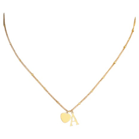 Gold Plated Heart Initial Necklace
