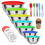 7 Stainless Steel Mixing Bowls With 3 Graters & 6 Measuring Spoons