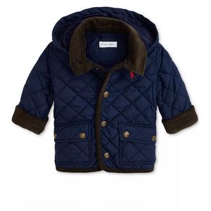 Polo Ralph Lauren Baby Boys Corduroy-Trim Barn Jacket With Removable Hood