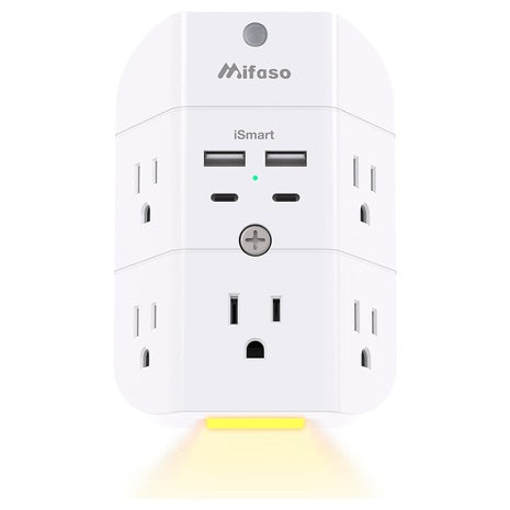 5-Outlet Mifaso Surge Protector Outlet w/ Night Light  & USB