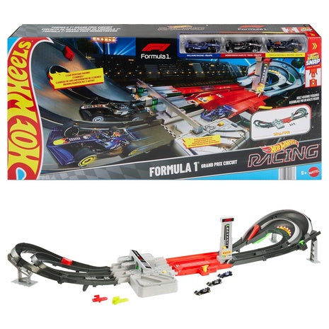 Formula 1 Grand Prix Circuit Track Set with 3 1:64 Scale Die-Cast Toy Cars