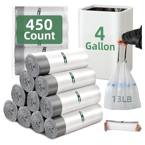 450-Count Extra Strong 4 Gallon Clear Trash Bags