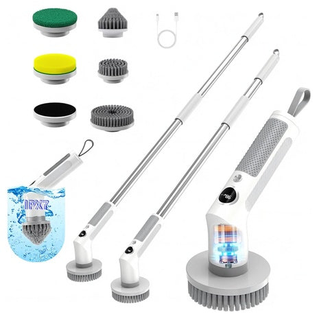 Cordless 20W High-Torque Electric Spin Scrubber W/ 6 Brush Heads