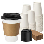 50-Pack 12oz Disposable Coffee Cups With Lids And Sleeves