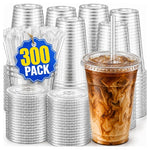 300 16oz Plastic Cups with Lids and Straws