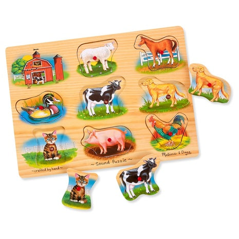 9-Piece Melissa & Doug Farm Sound Wooden Peg Puzzle w/ Sound Effects