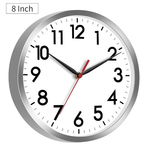 8" Silent Battery Operated Analog Wall Clock