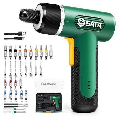 32-Piece SATA USB-C Rechargeable Electric Cordless Screwdriver Set