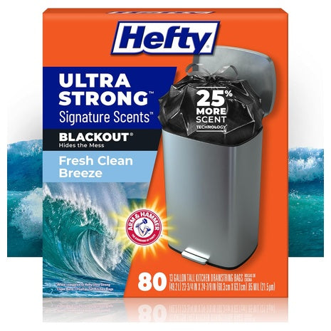 80 Hefty 13-Gallon Ultra Strong Signature Scents Trash Bags