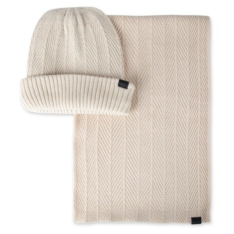 2-Piece Kenneth Cole Reaction Men's Herringbone Knit Beanie and Scarf Box Set