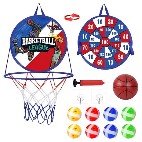2-in-1 Toddler Basketball Hoop & Sticky Ball Target Game