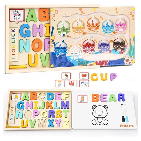 4-in-1 Magnetic Maze & Alphabet Puzzle Toy Box
