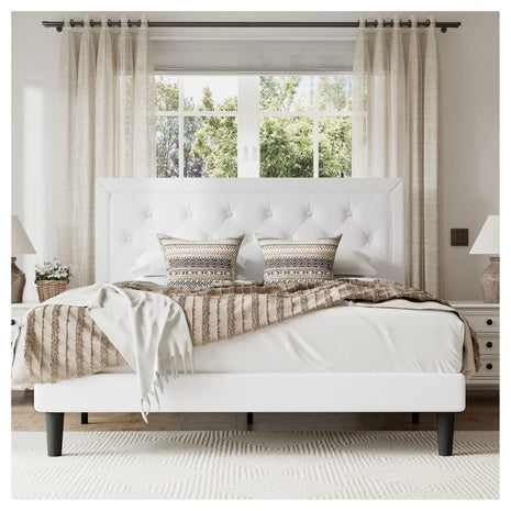 Mercury Row Hegg Linen Tufted Upholstered Platform Bed