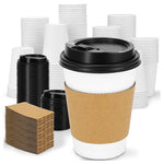 100 Pack 12 oz Disposable Coffee Cups with Lids and Sleeves