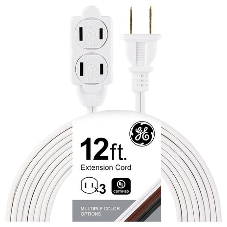 GE 12FT 3-Outlet Extension Cord With Multiple Outlets