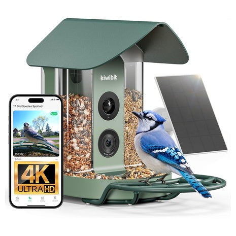 Kiwibit Beako Smart Bird Feeder With 4K Camera Solar Powered