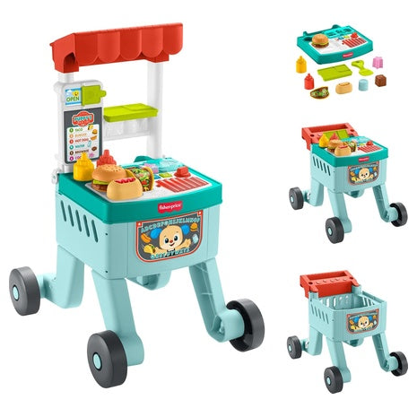 Fisher-Price Baby Push Toy 4-in-1 Snack Cart Walker Learning Activity