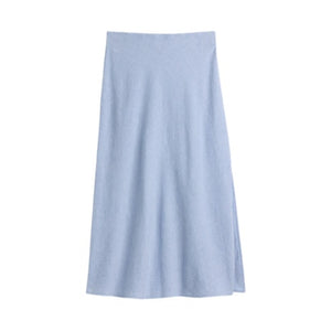 Linen-Blend Maxi Slip Skirt