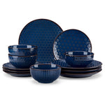 12-Piece Blue Ceramic Dinnerware Set