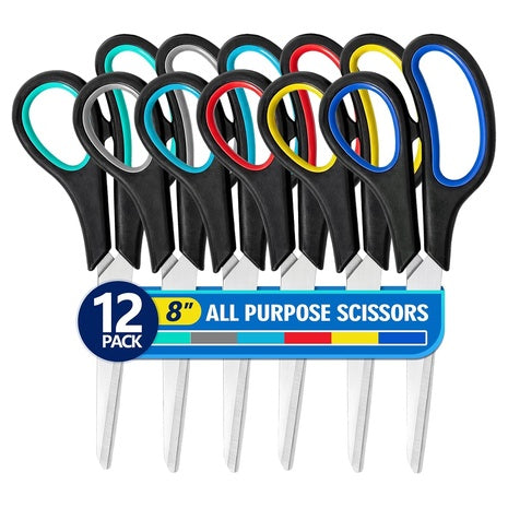 12-Pack Toidgy 8" Stainless Steel Scissors All Purpose