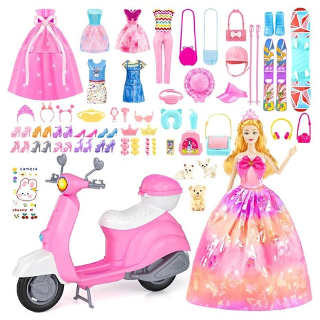 67 Piece Doll Clothes & Accessories Play Set with Doll