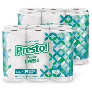12-Huge Rolls Presto! Flex-a-Size Paper Towels