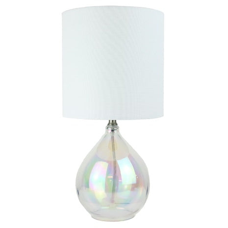 16"H Mainstays Iridescent Glass Lamp With White Shade