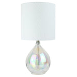 16"H Mainstays Iridescent Glass Lamp With White Shade