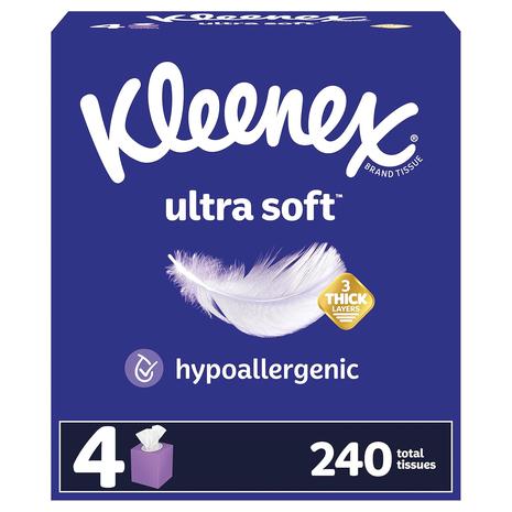 4-Cube Pack Kleenex Ultra Soft Facial Tissues