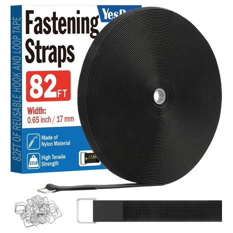 0.65" X 82-Ft Hook And Loop Straps With 40 Metal Buckles