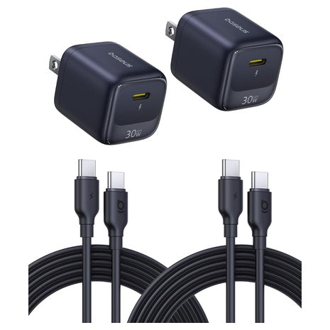 2-Pack Baseus 30W USB-C Wall Charger Adapters With Cable