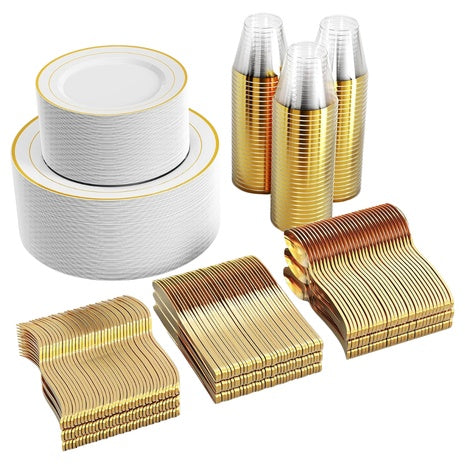 600-Piece Gold or Silver Disposable Dinnerware Set