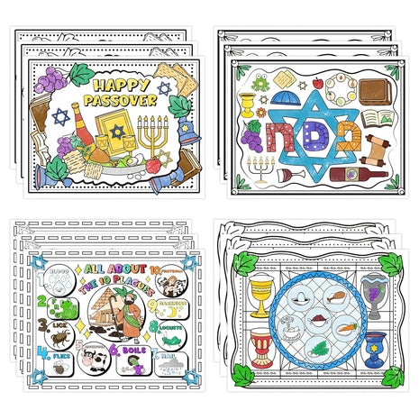 12 Passover Coloring Placemats