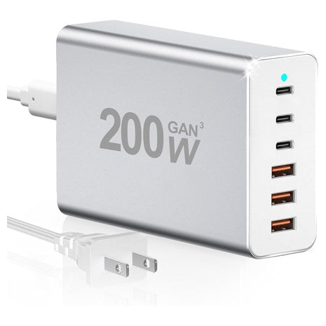 200W 6 Port Type C Charging Station