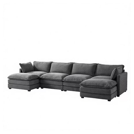 148" 4-Seat L-Shaped Modular Sectional Sofa W/ 2 Ottomans (Dark Grey) + $150 Kohls Cash