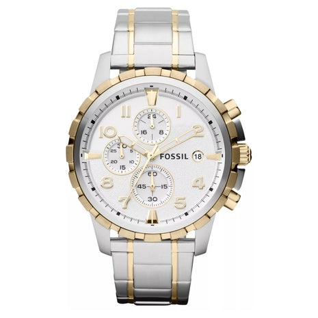 Fossil Men's Chronograph Dean Two-Tone Stainless Steel Bracelet Watch