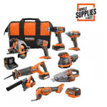 Ridgid 18V Cordless 10-Tool Combo Kit With 2Ah & 4Ah Batteries, Charger & Dual Tool Bags