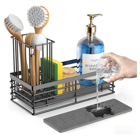 Yofidra Stainless Steel Kitchen Sink Caddy W/ Earth Drying Stone (Black)
