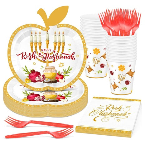 100-Piece Rosh Hashanah Disposable Dinnerware Set