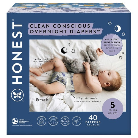 (Sizes 3-6) The Honest Company Clean Conscious Overnight Diapers
