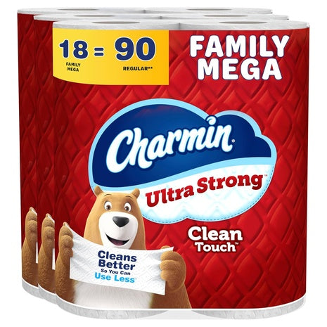 18 Family Mega Rolls (=90 Reg) Charmin Ultra Strong Toilet Paper