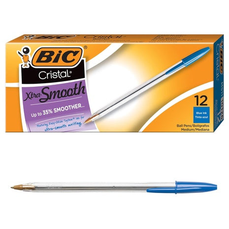 12 BIC Cristal Xtra Smooth Ballpoint Pens