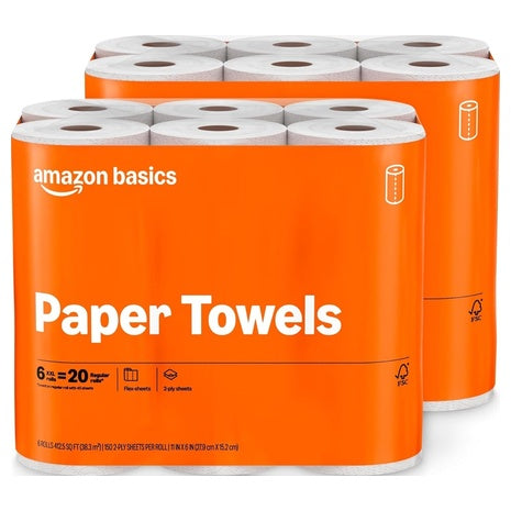 12 XXL Rolls (=40 Reg) Amazon Basics Paper Towels
